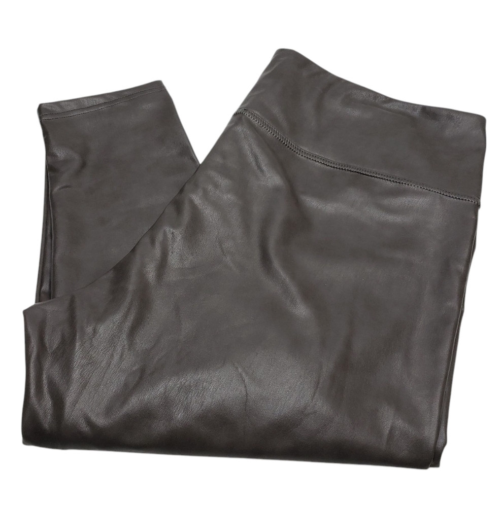 7 For All Mankind Faux Leather Leggings Pants Women's Plus Size 2X Brown Trendy